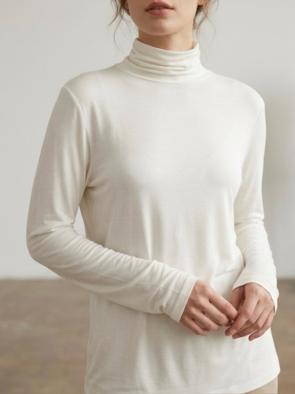 J. McLaughlin Women’s Turtleneck‎ Light Long Sleeve Ivory Top Size XL